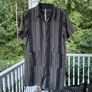 Uncle Frank Multicolor Striped Button Down Shirt Dress - S - Excellent Condition
